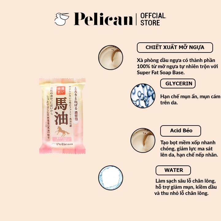 Xà phòng rửa mặt chiết xuất từ dầu ngựa Pelican Family Soap Horse Oil 100g
