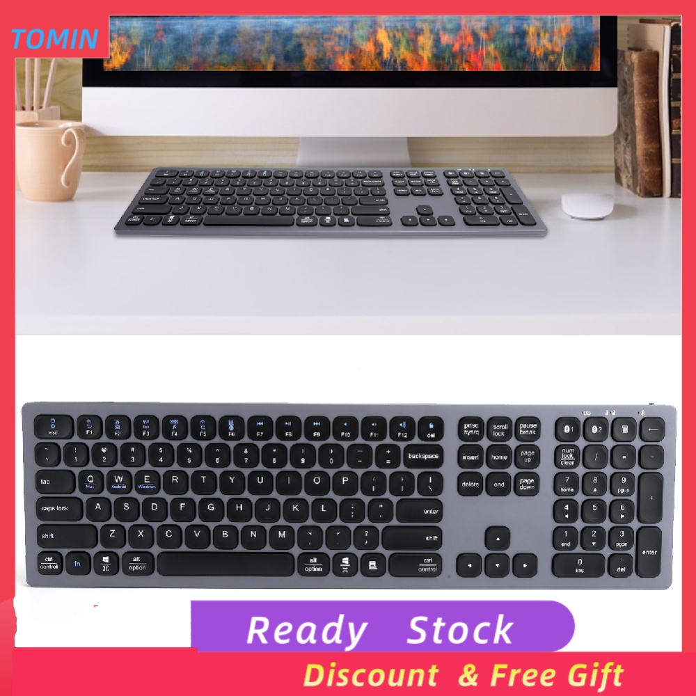 110Keys Bluetooth Keyboard Type‑C Rechargeable Ultra‑Thin Aluminium Alloy for Home Office