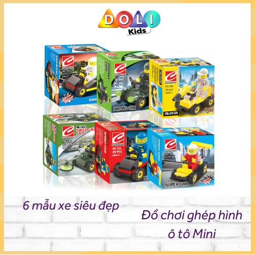 Đồ chơi lắp ghép ô tô mini thông minh cho bé nhiều chủ đề Doli Kids ( 4 x 5 x 7 cm )