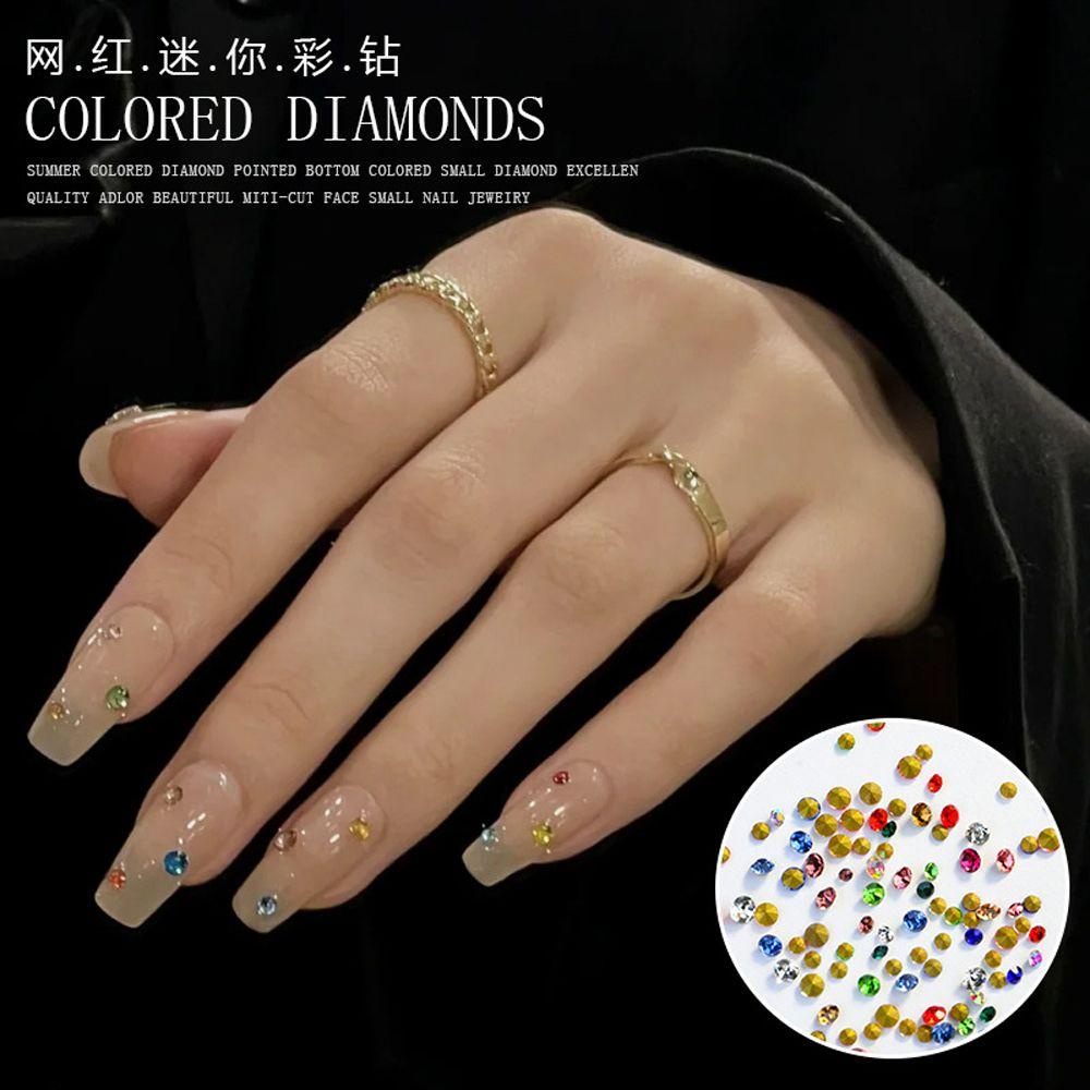 QQMALL Nail|Women Round Irregular Shaped AB|Flat Manicure Accessories