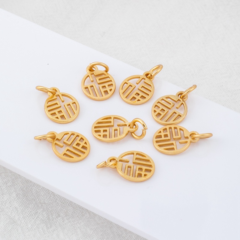 Mặt Dây Chuyền Bằng Đồng Thau Mạ Vàng 18k Hai Mặt Rỗng 10mm