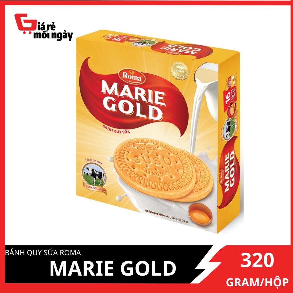 Bánh quy sữa Roma Marie Gold hộp 320g (16x20g) (Date Mới)