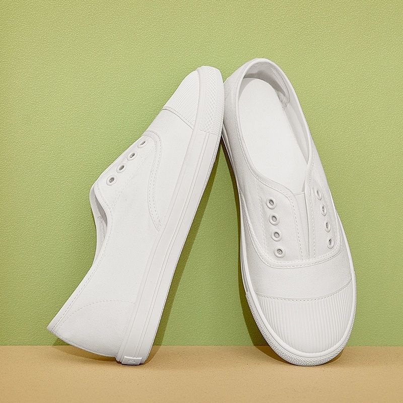Giày Canvas Mùa Hè Màu Trắng Đế Bằng Thoải Mái Dễ Phối Đồ Phong Cách Hàn Quốc Hàng Mới 2022 Cho Nữ