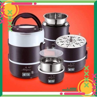 Hộp Cơm Cắm Điện Văn Phòng, Cặp Lồng Giữ Nhiệt Cắm Điện 3 Tầng Ruột Inox Cao Cấp Giữ Nóng - Ổ Điện Xanh |nbcvietnam