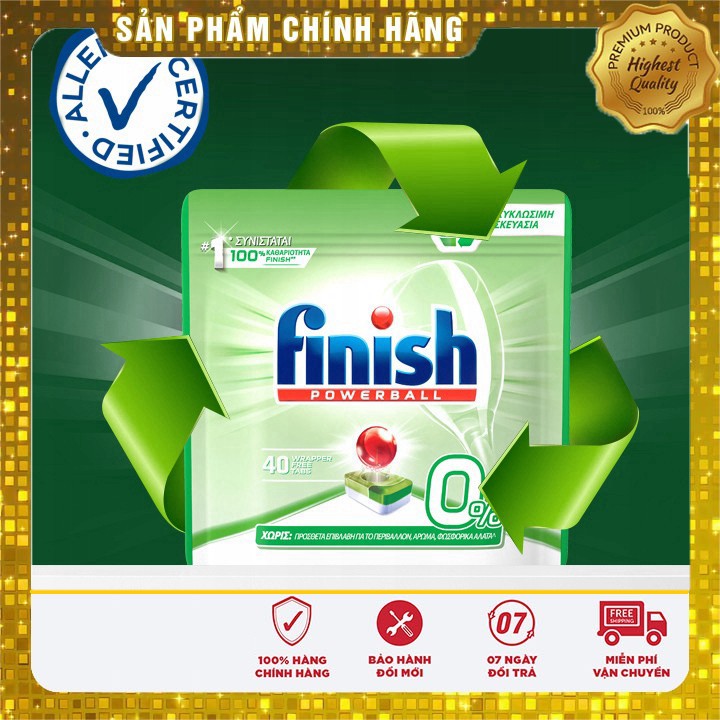 Viên rửa bát Finish Powerball 0% 70 viên [khuyến mại 3 Viên Finish All-in-1]