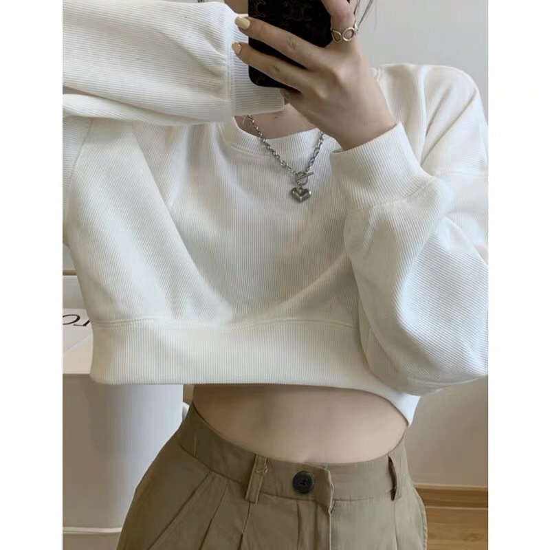 Áo nỉ croptop trơn