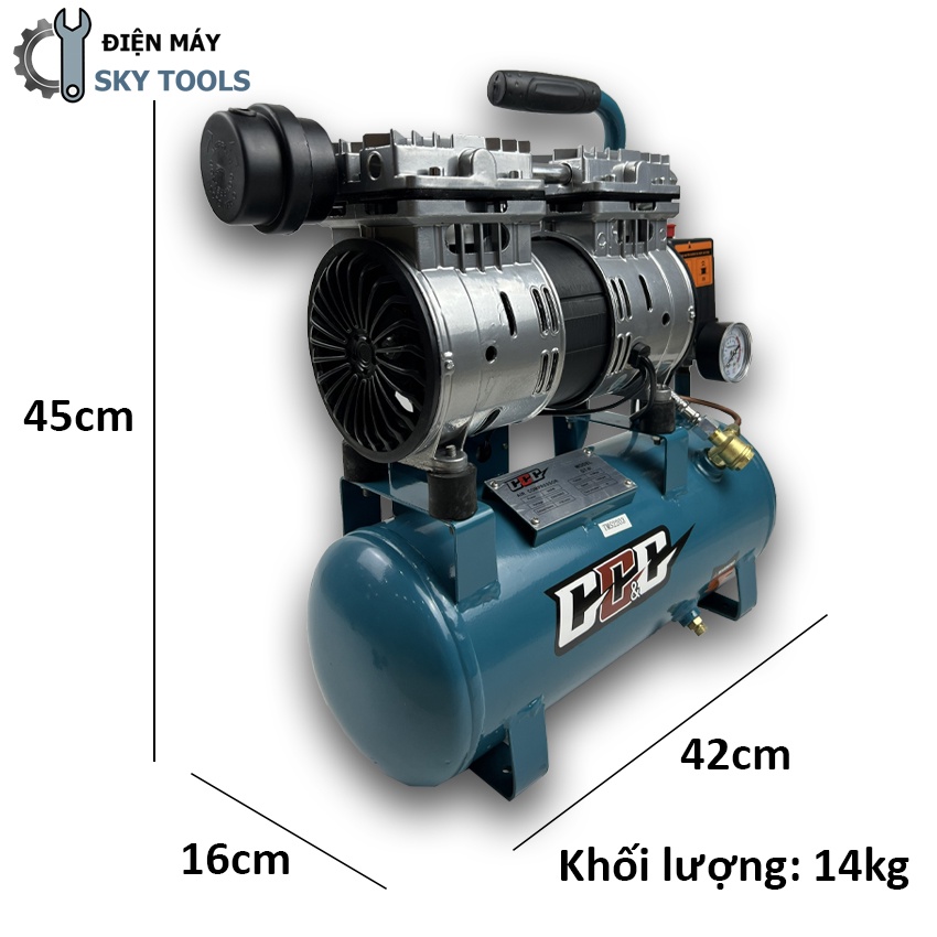Còn màu xanh nhạt Máy nén khí mini không dầu 9lit, công suất 600W chính hãng  GGG nén 8kg hơi | Tự động nạp ngắt khí