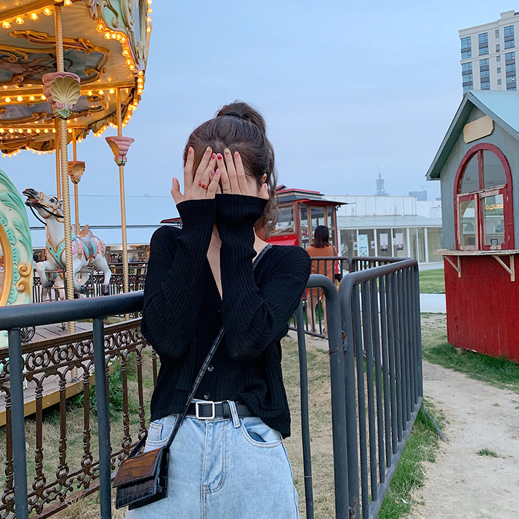 Áo khoác len dệt kim mỏng dáng rộng phong cách Hàn Quốc thời trang cho nữ