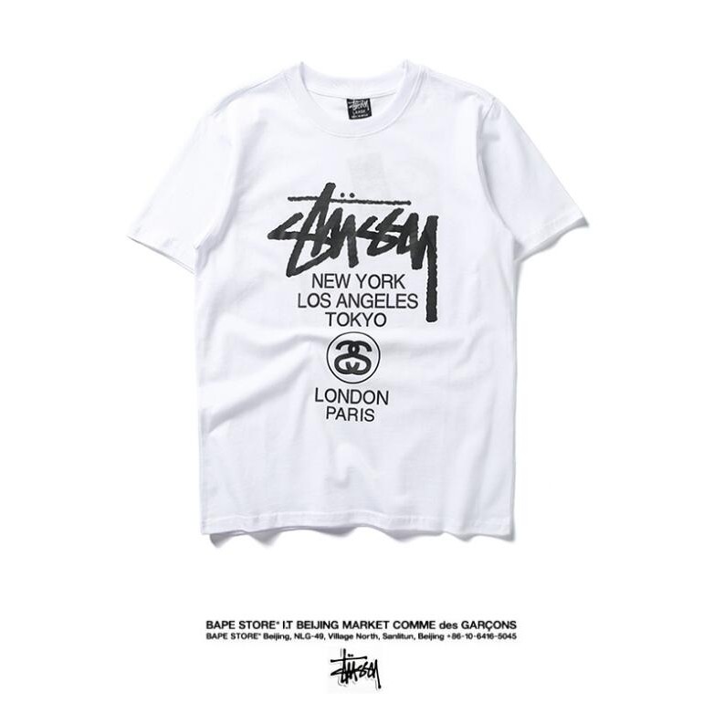 Áo Thun Tay Ngắn Vải Cotton In Chữ Stussy Thời Trang Cho Nam Nữ