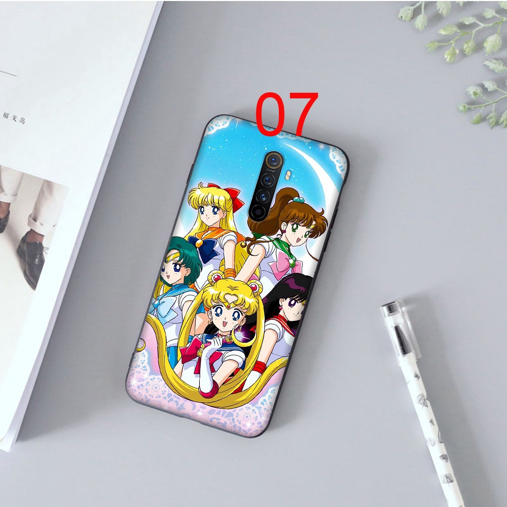 Sailor Moon Ốp Điện Thoại Mềm Viền Đen Hình Thủy Thủ Mặt Trăng Cho Realme C17 C15 C12 C11 C3 C2 C1