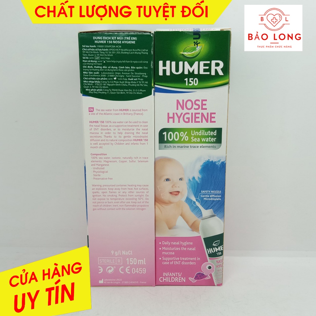 DUNG DỊCH VỆ SINH MŨI HUMER NOSE HYGIENE 150ML