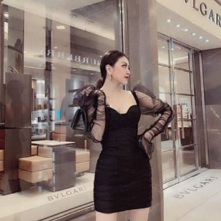 ĐẦM BODY TAY LƯỚI NHÚN