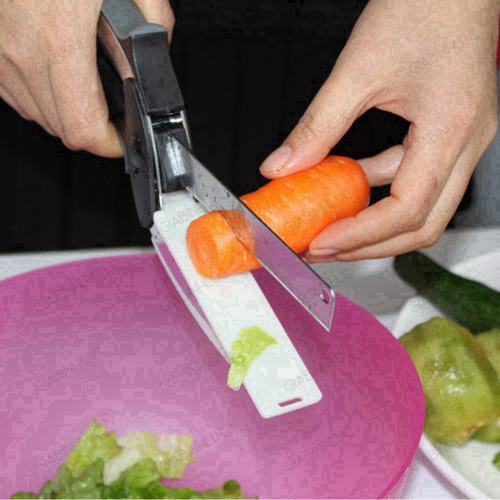 [ BH - 1 ĐỔI 1 ] Kéo cắt thức ăn thực phẩm làm nhà bếp đa năng kiêm thớt dao INOX 304 Clever Cutter 3in1 thông minh