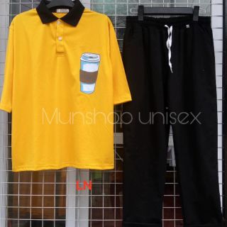 Set bộ quần kaki mix áo trà sữa