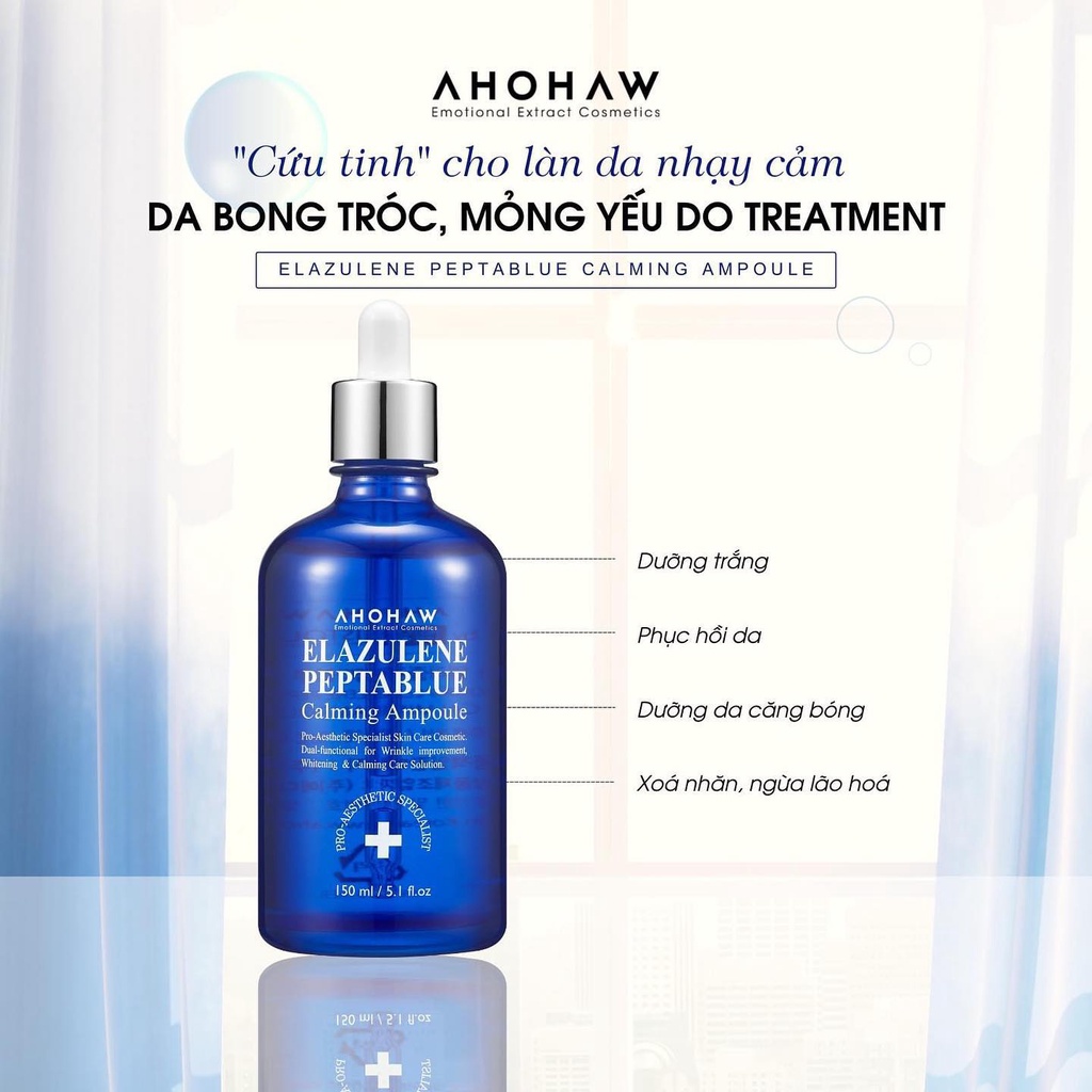 Serum Pepta  Ahohaw Elazulene Peptablue Calming Ampoule  cung cấp độ ẩm phục hồi giảm nếp nhăn