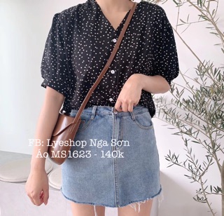 Áo vintage chấm bi MS1623