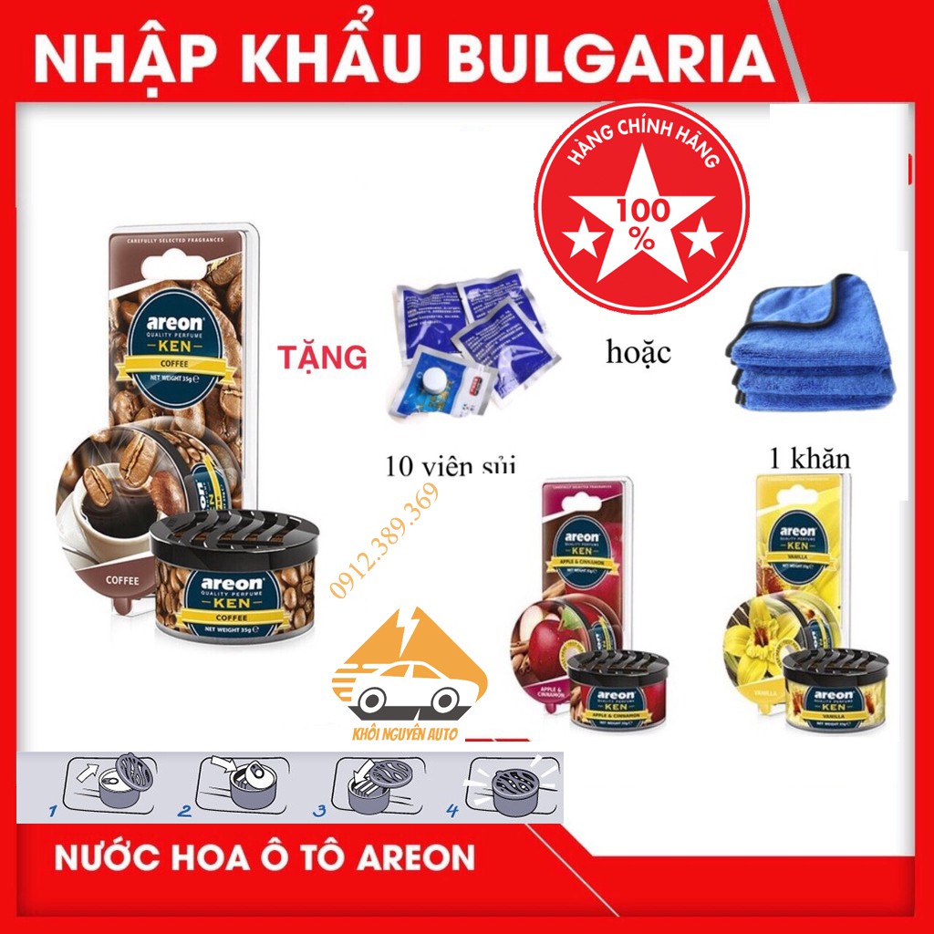 Sáp Thơm Nước Hoa Khử Mùi Ô TÔ, Xe Hơi AREON  Cao Cấp - Areon KEN Chính Hãng Nhập Khẩu Bulgaria (nhiều mùi)