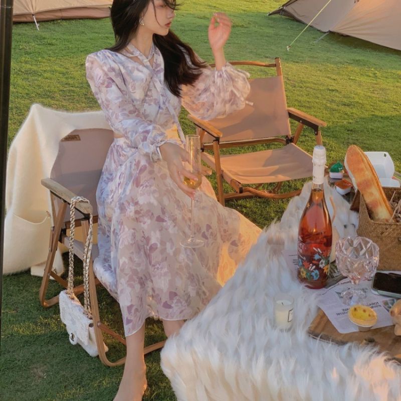 Váy nữ Baeshop voan tơ dáng dài thời trang