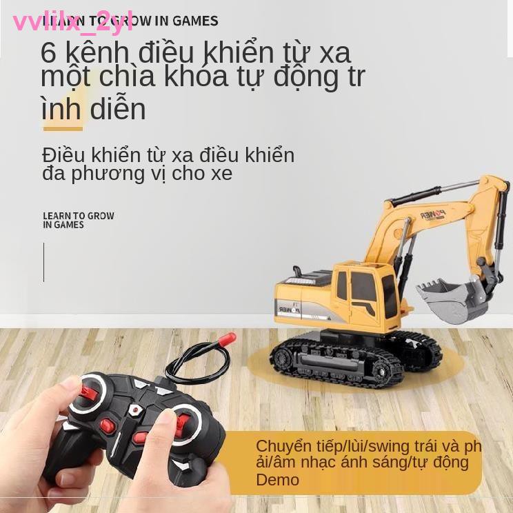 Xe kỹ thuật điều khiển từ xa, máy xúc có thể sạc lại, đồ chơi điện trẻ em, nạo vét xoay 360 °, bé trai và cô gá