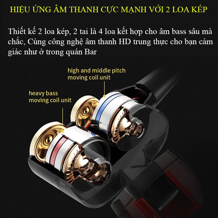 Tai nghe Loa Kép Hi-Res AUDIO - Tiếng Bass Sâu (K8) vàng