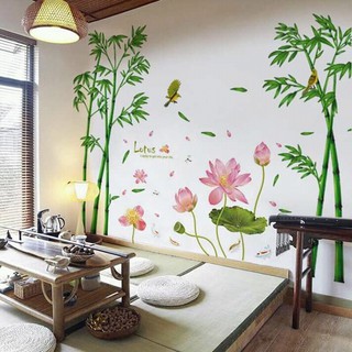 Decal dán tường Sen tre 2