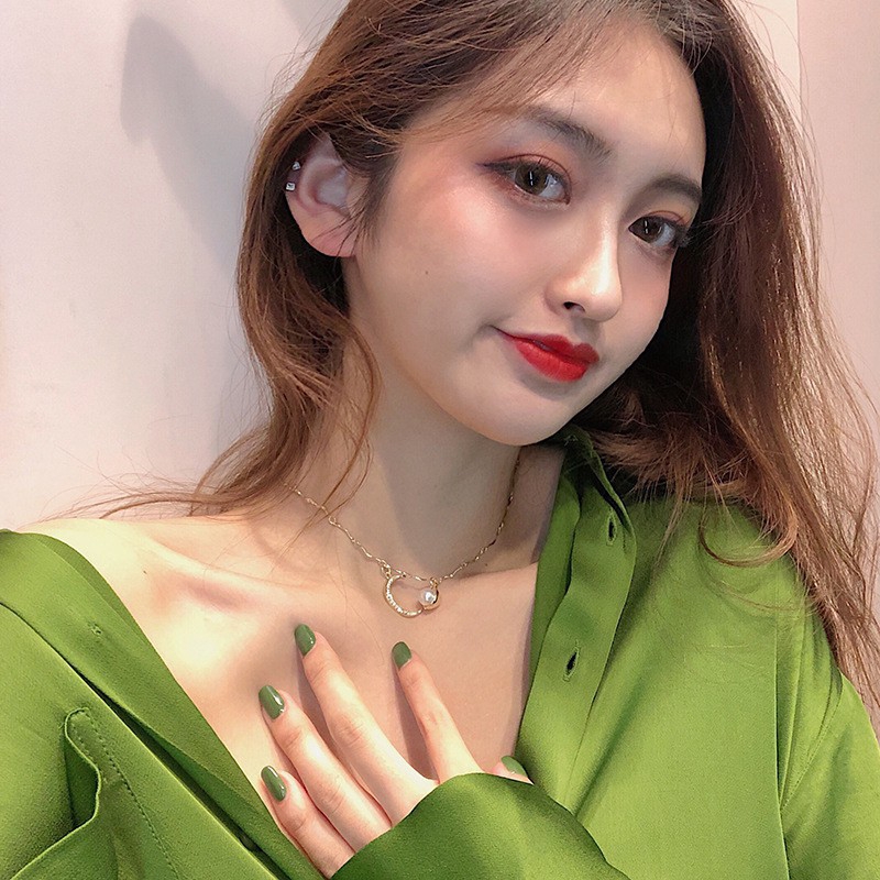 XiaoboACC Dây Chuyền Thiết Kế Mặt Dây Hình Mặt Trăng Phối Hạt Ngọc Trai Thời Trang Xinh Xắn Cho Nữ