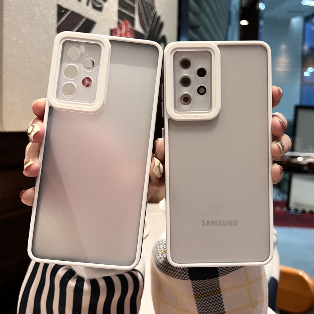 Ốp Điện Thoại Cứng Trong Suốt Viền Màu Độc Đáo Thời Trang Cho Samsung Galaxy A53 A33 A73 A32 A52 A72 A22 A12 M52 M12 M22 M32
