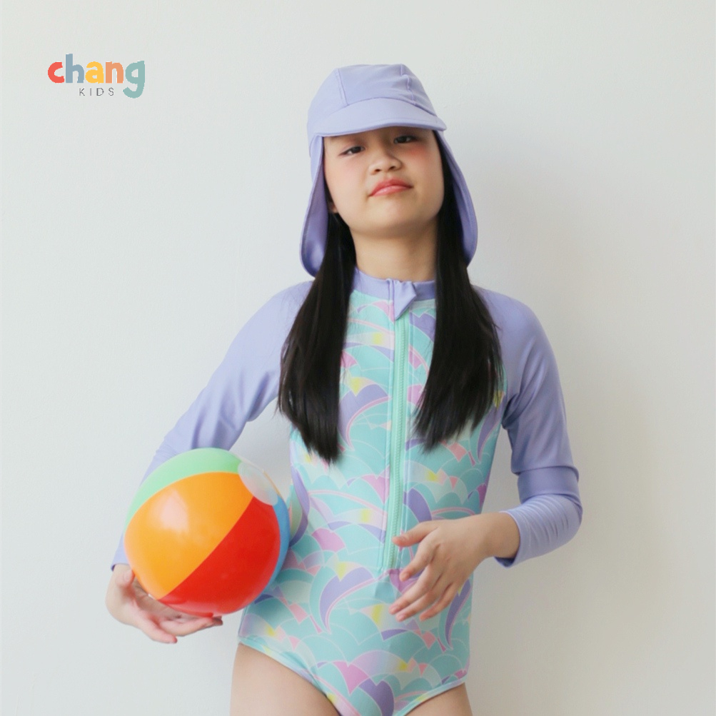 Bộ bơi liền kéo khóa dài tay bikini PurpleSea cho bé gái