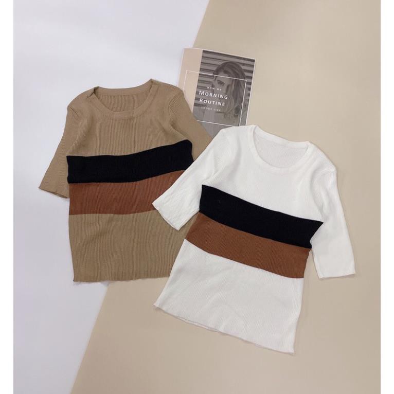 ÁO LEN MONGTOGHI CỘC TAY NỮ PHA KẺ SANG LẮM | BigBuy360 - bigbuy360.vn