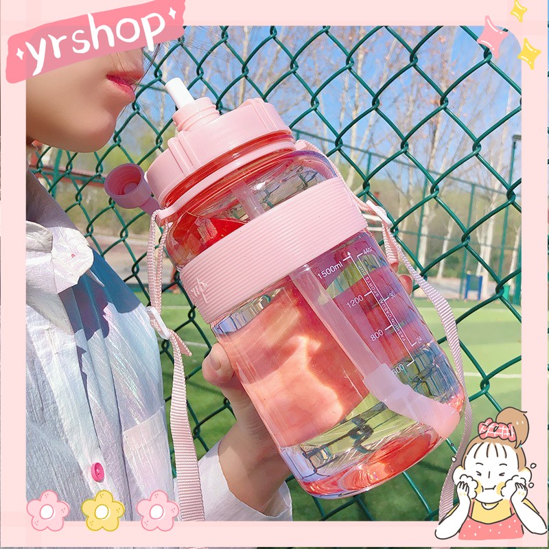 Large-capacity Water Cup, Straw Cup, Fitness Water Bottle, Outdoor Sports Portable Anti-fall and High Temperature Resistant Plastic Cup MMFQ