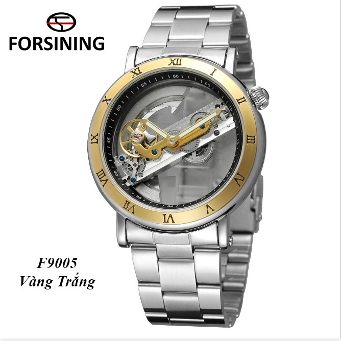Đồng hồ cơ nam lộ máy Forsining F9005 2 kim máy trong suốt