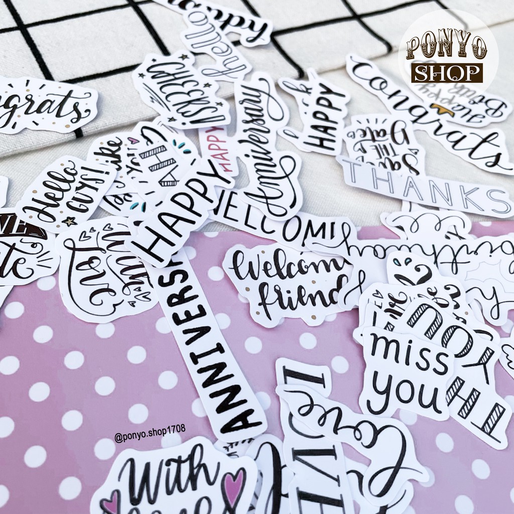 💗 Set 40 sticker 𝐁𝐞𝐬𝐭 𝐖𝐢𝐬𝐡𝐞𝐬 - Happy anniversary  trang trí sổ tay