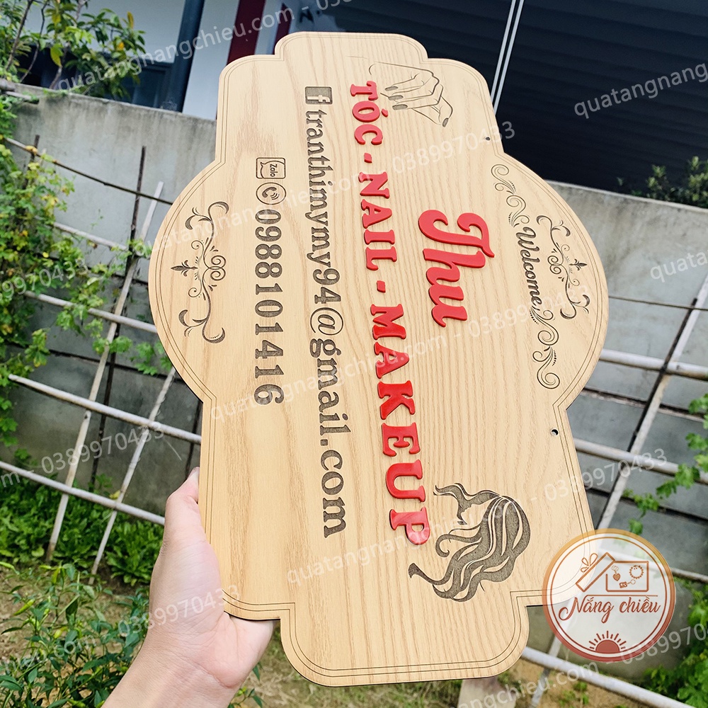 Biển gỗ trang trí SPA size 27x47cm - Khắc thông tin shop bằng laser rõ nét - Thiết kế theo yêu cầu