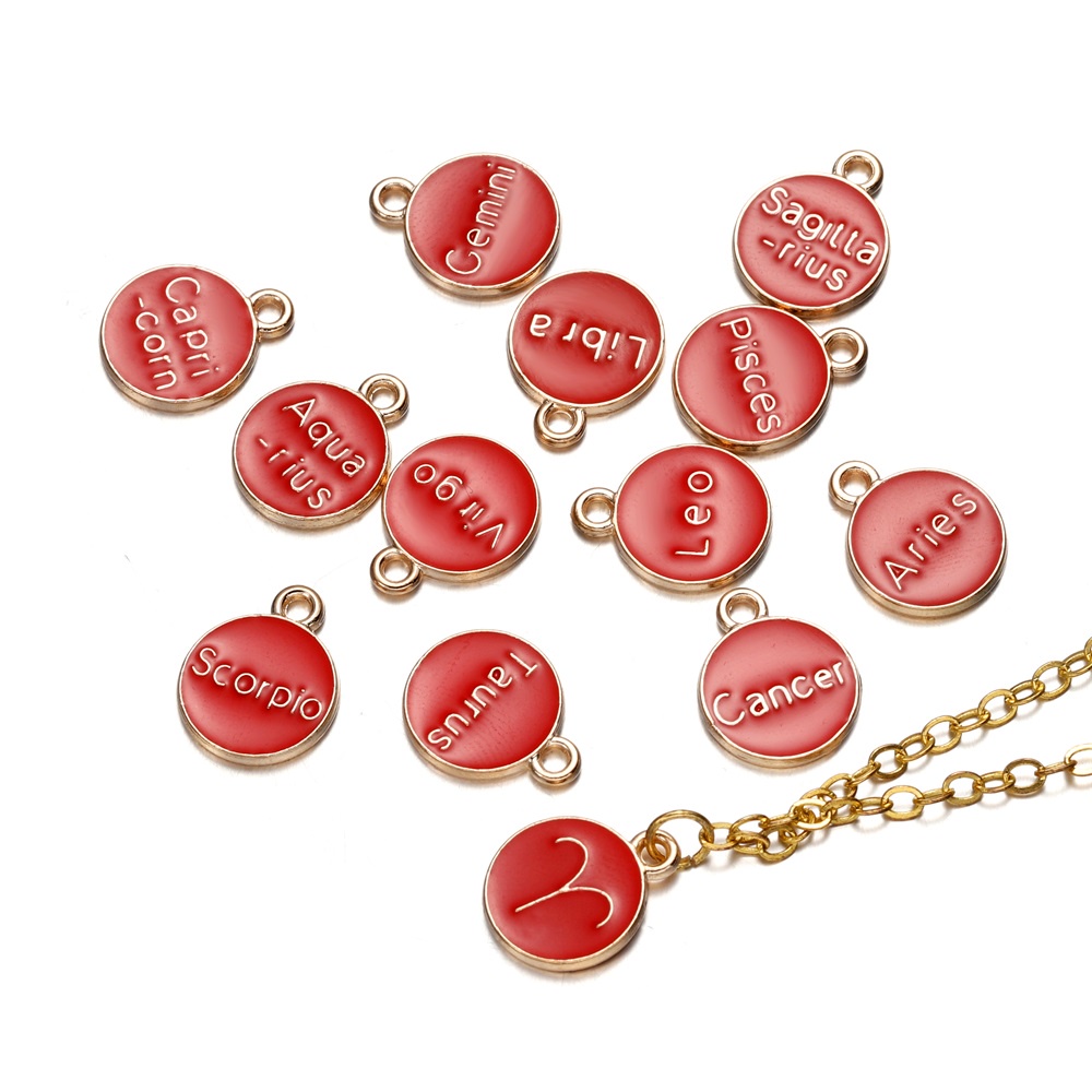 Set 12 Mặt Dây Chuyền 12mm Hình Chòm Sao Hai Mặt Làm Trang Sức DIY