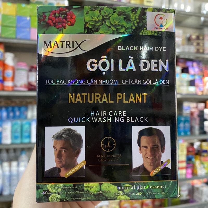 Dầu gội nhuộm tóc Gội Là Đen Matrix 1 hộp 10 gói
