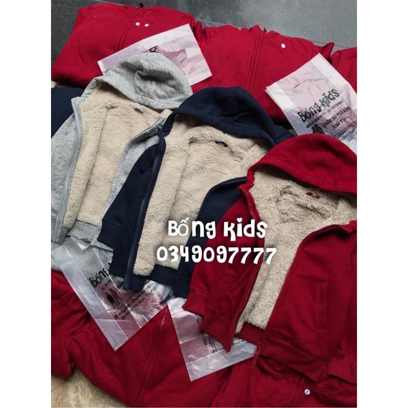 Áo Khoác Hoodie Bé Trai &amp; Bé Gái Lót Lông Basic