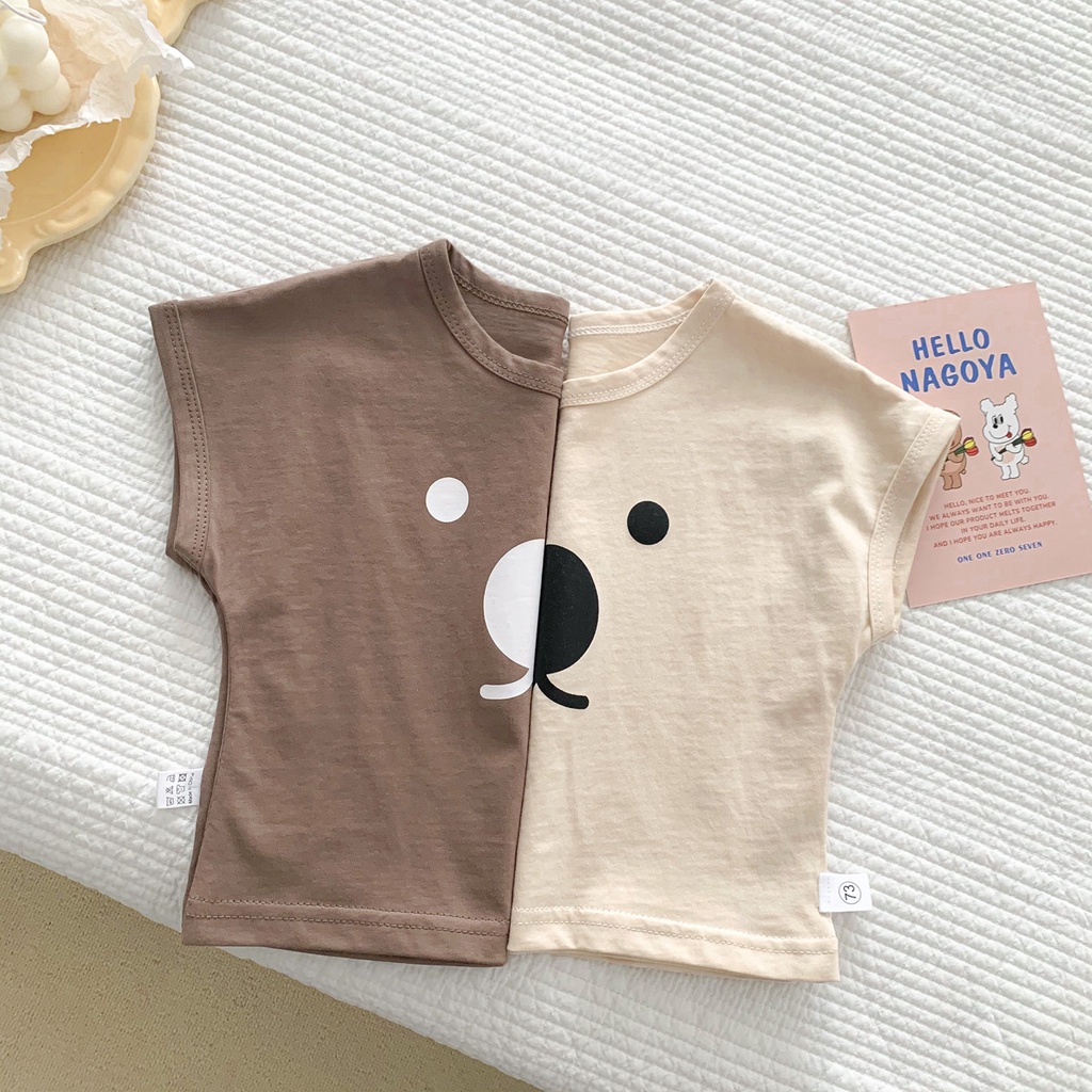 Áo Thun Tay Ngắn In Hình Gấu Dễ Thương Thời Trang Mùa Hè Cho Bé Trai Và Gái 1-3 Tuổi
