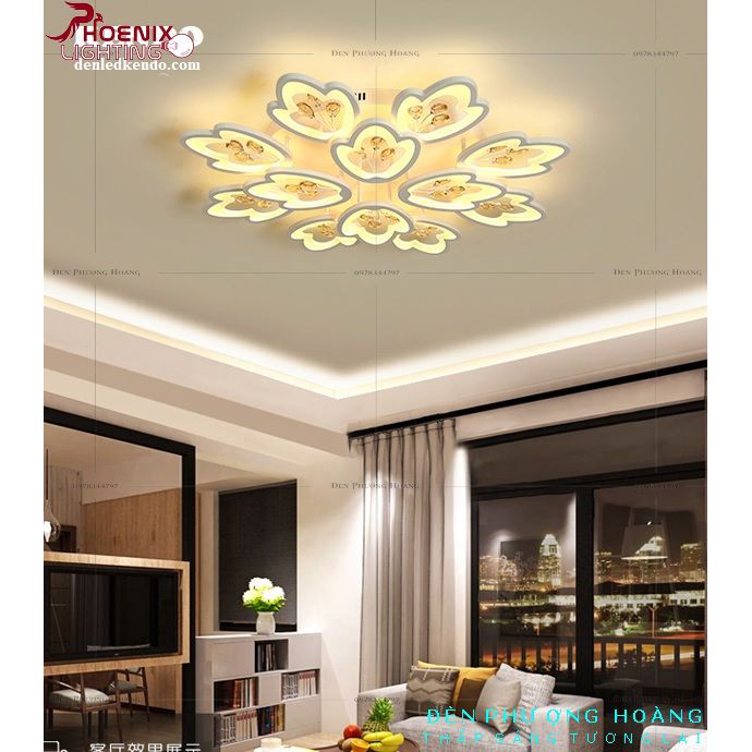 Đèn Ốp Trần: Đèn trang trí nội thất, phòng khách, chung cư, căn hộ đẹp, 12 cánh