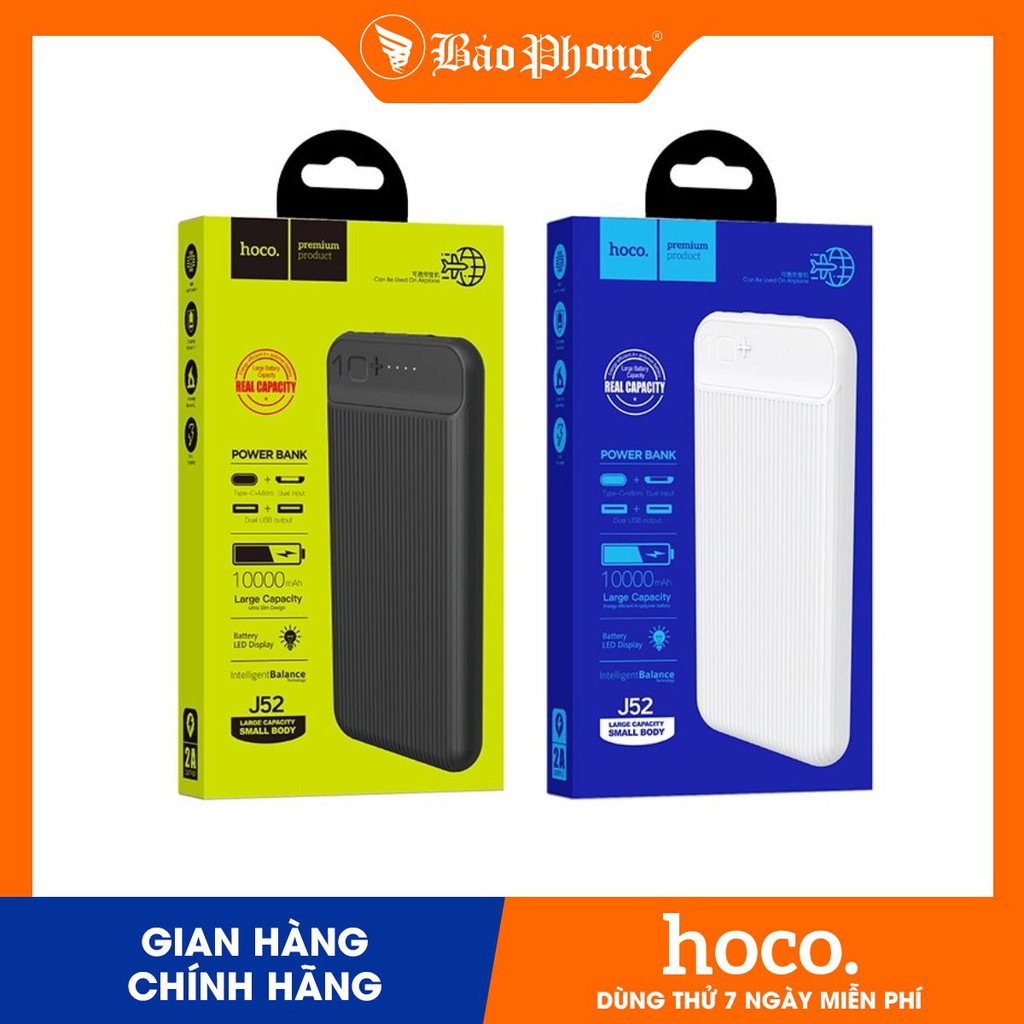 Pin sạc dự phòng Hoco J52 New joy 10000 mAh  Dành cho điện thoại iPhone iP Huawei Samsung Oppo Realme