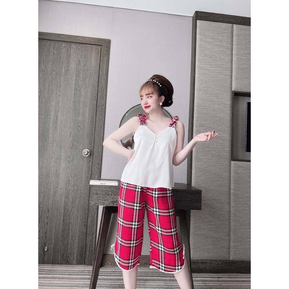 Bộ Đồ Ngủ SOJUN Chất Vải Latin-Mango Bộ Lửng  Có Nút  45-70Kg