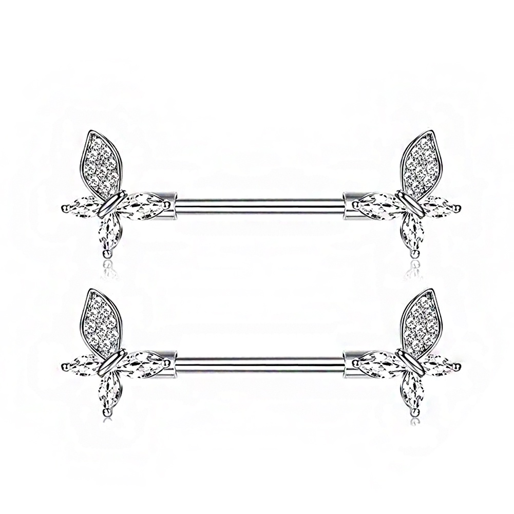 Set 2 Khuyên Nhũ Hoa Đính Đá Hình Bướm Gợi Cảm Cho Nữ