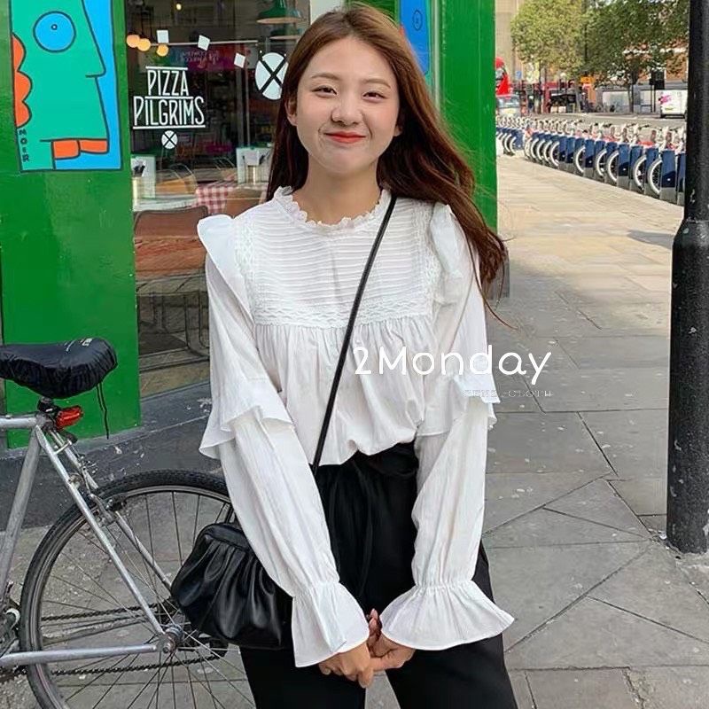 Áo babydoll trắng cánh tiên Ulzzang thiết kế độc lạ Áo sơ mi trắng tay bèo