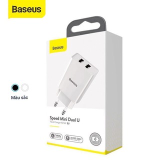 Sạc Baseus Mini 2 Cổng 10.5W - Mini Dual U Travel Charge EU cho Iphone Ipad Chính Hãng