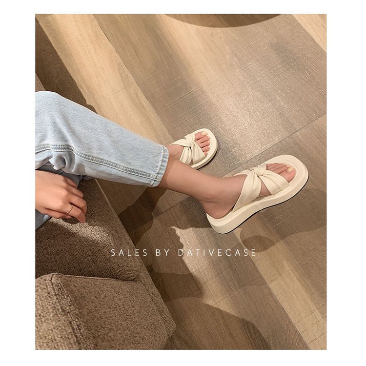 Dép Sandal Đế Dày Không Trượt Đính Nơ Thời Trang Dành Cho Nữ dép đi trong nhà chống trượt