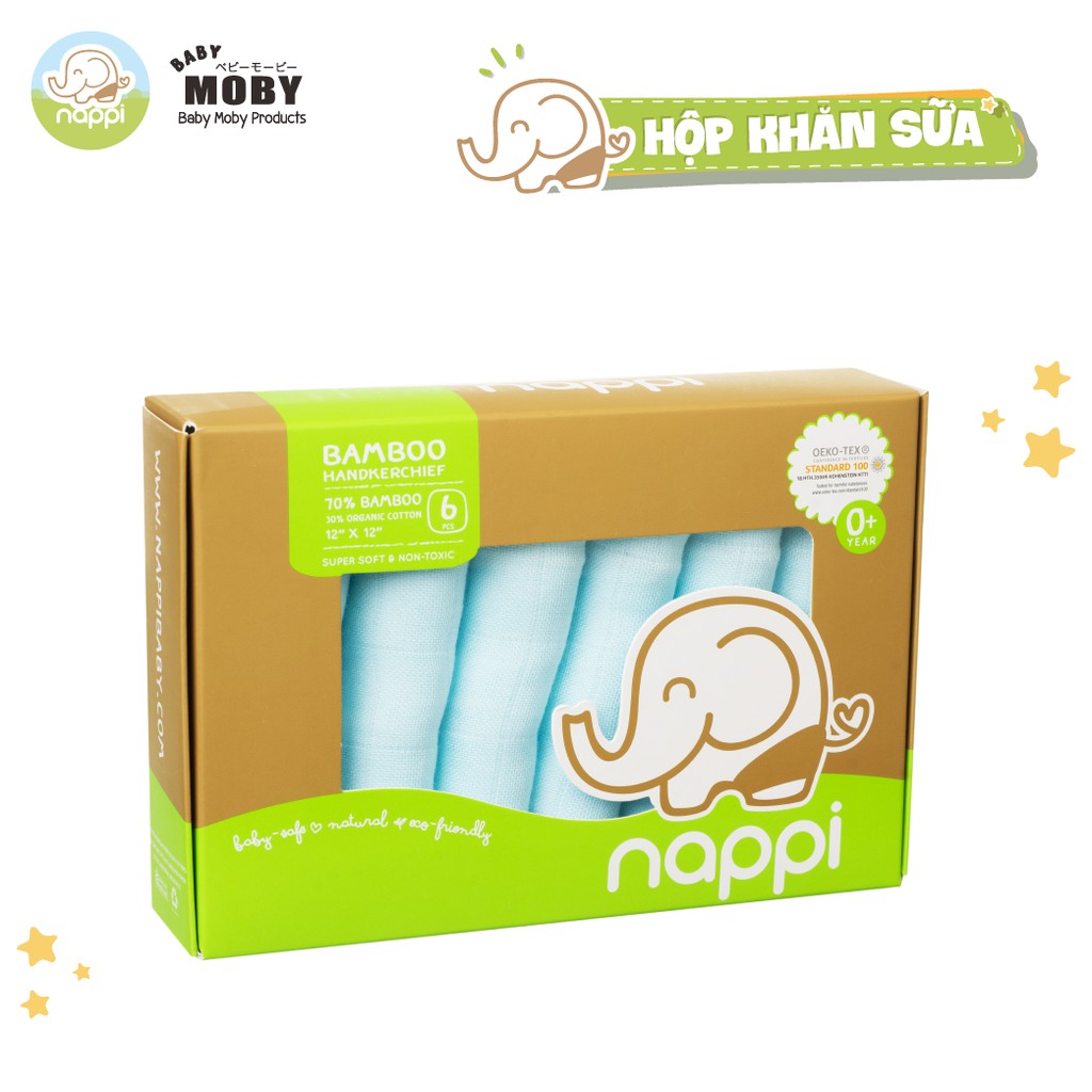 Combo 1 hộp khăn sữa Nappi + 1 khăn đa năng Nappi (77cmx77cm) + 1 chai nước giặt Nappi 1L