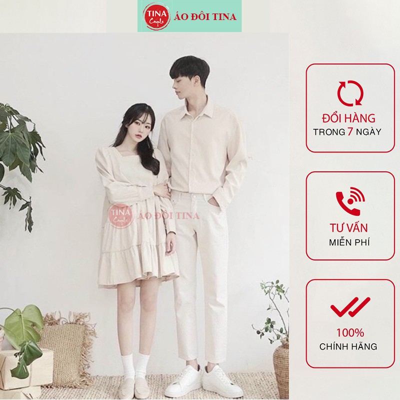 SET ĐỒ ĐÔI NAM NỮ ĐẸP COUPLE TINA SET ĐỒ CẶP NAM NỮ ĐẸP MÀU TRẮNG VÁY BABY DOLL THEO PHONG CÁCH HÀN QUỐC SIÊU XINH