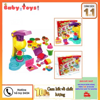 Đồ chơi đất nặn, đất sét làm kem cho bé thỏa sức sáng tạo kèm 5 hộp đất nặn . .
