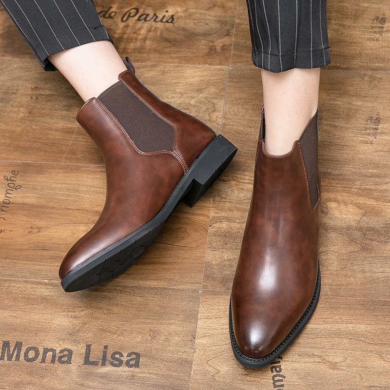 Giày Bốt Da Đế Thấp Mũi Nhọn Phong Cách Âu Mỹ Cho Nam Size 38-48