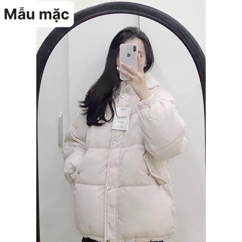 Áo khoác phao béo áo khoác nữ đại hàn màu tím xanh đen trắng có mũ dài tay dáng rộng phong cách Hàn Quốc loại 1 đủ size