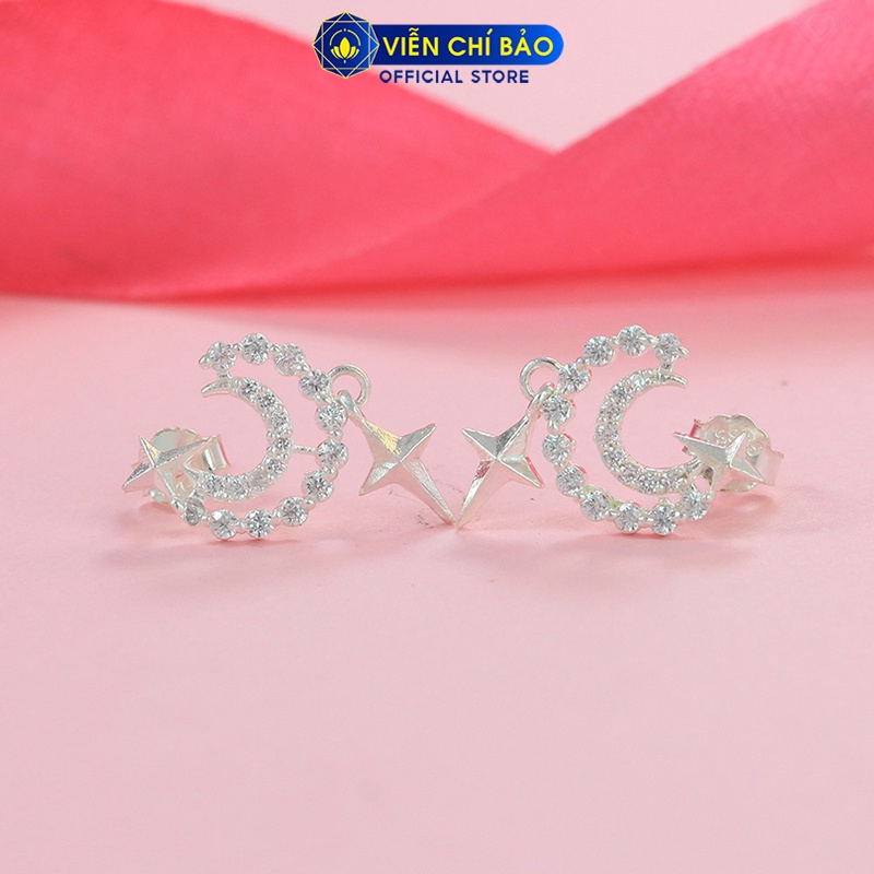 Bông tai bạc nữ to the Moon chất liệu bạc 925 thời trang phụ kiện trang sức nữ Viễn Chí Bảo B400528